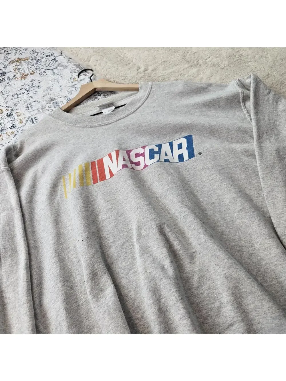 Nascar Branded Gray Crewneck Graphic Men XL